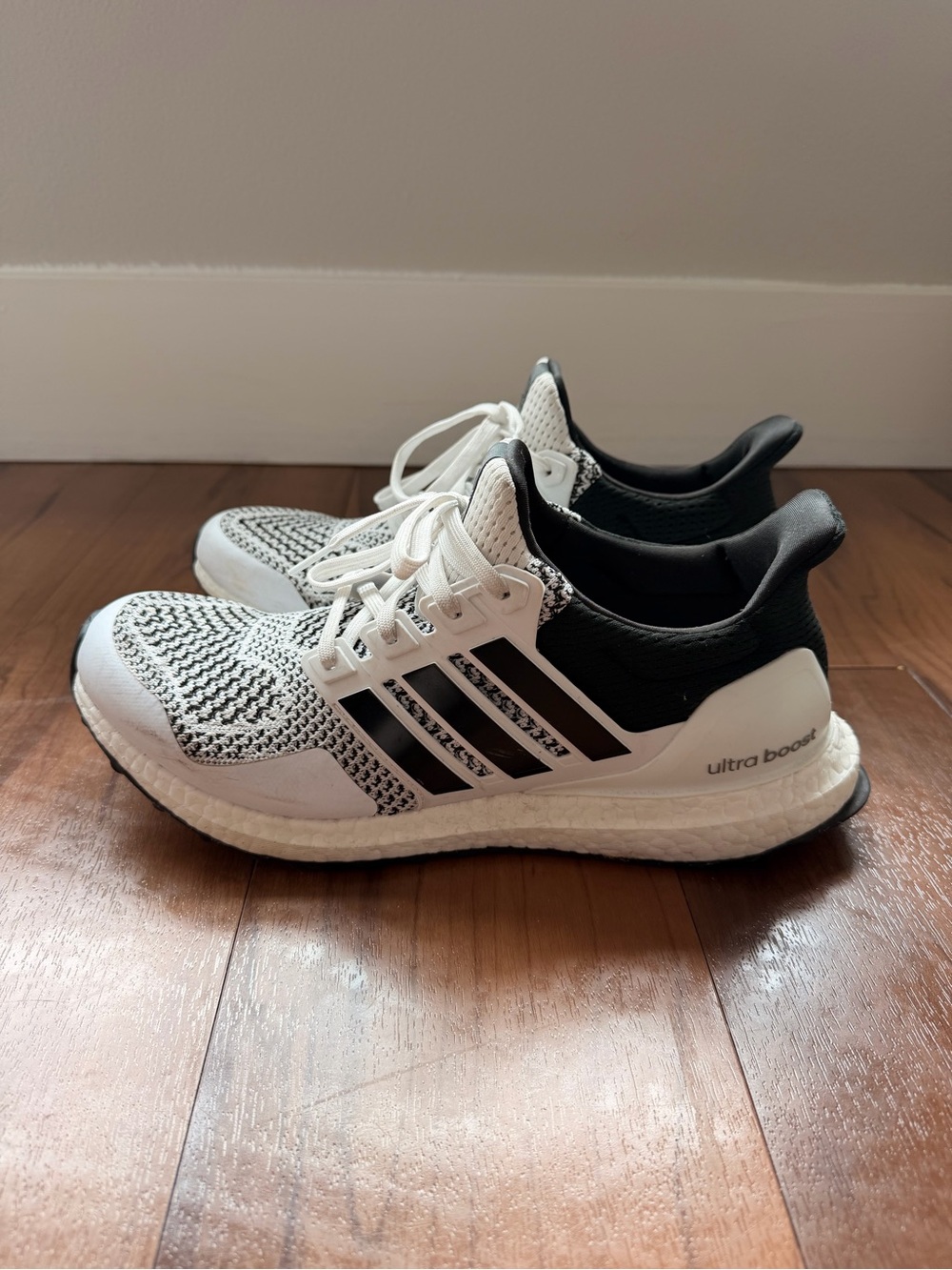adidas White and Black Ultra Boost Running Shoes